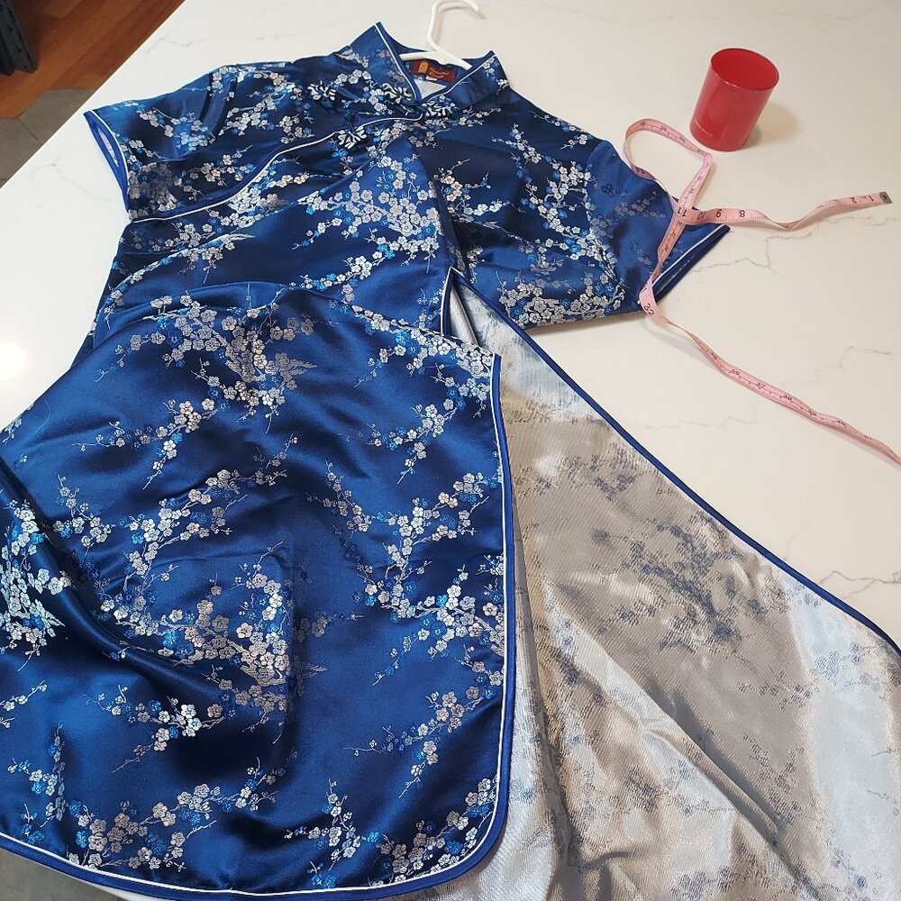 Traditional dress Hong kong cobalt blue chinese dress traditional